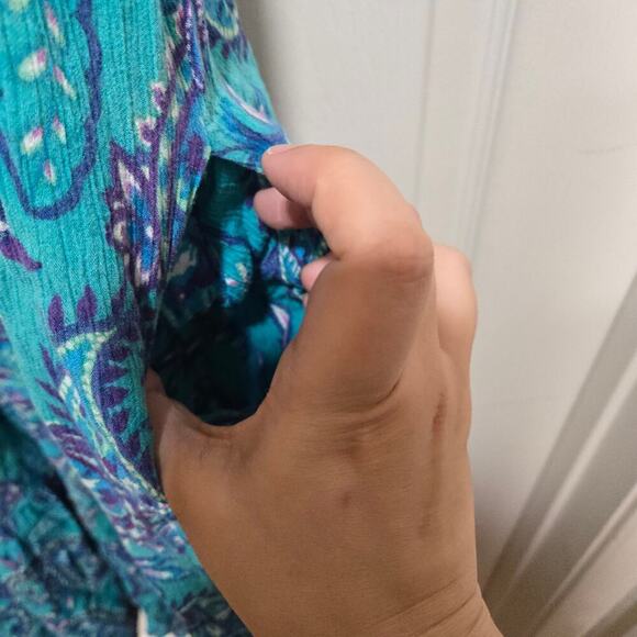 Cabernet Blue Paisley Oversized Maxi Dress Size Medium - Picture 5 of 8